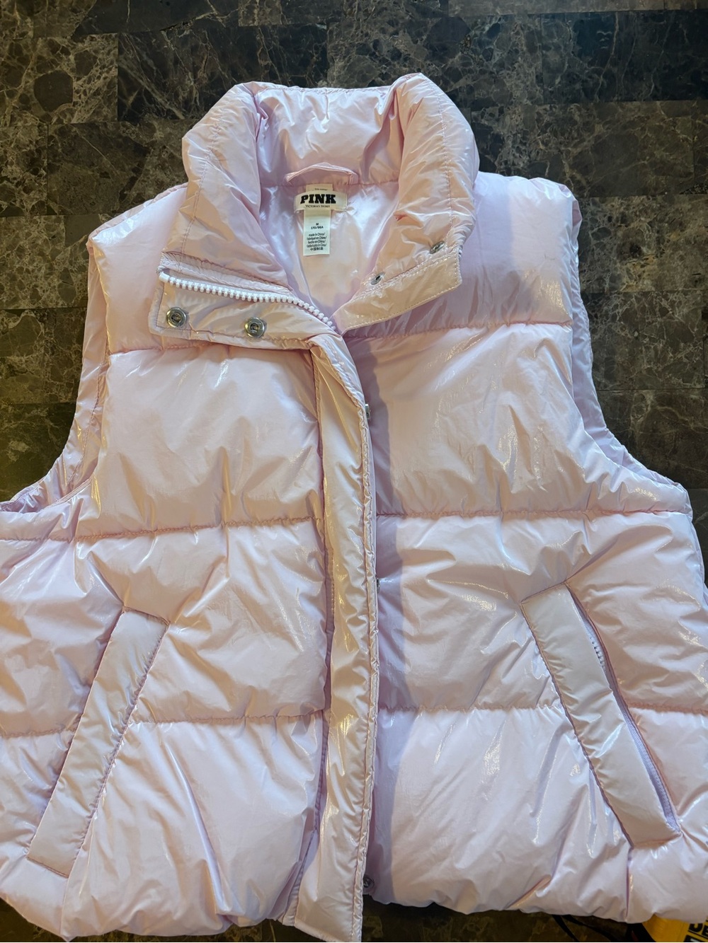 Victoria's Secret PINK Shiny Light Pink Quilted Puffer Vest